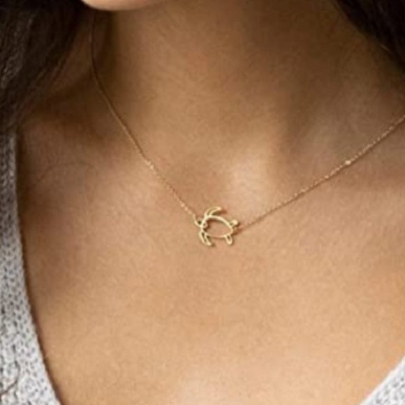 SEA TURTLE NECKLACE PENDANT 14 K Gold 14 Inches/2 Inch Extender Teen Lady Gift - Picture 3 of 4